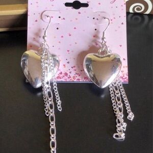 Valentine’s Hear and Dangling Chains Earrings